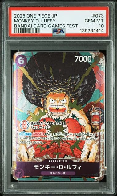 Monkey D. Luffy OP07-073 Bandai Card Games Fest PSA Japonais