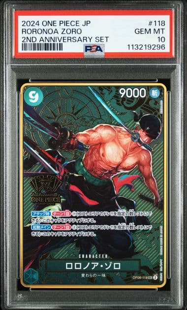 Roronoa Zoro OP06-118 Japanese 2nd Anniversary Set PSA Anglais